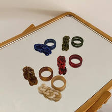 Корейские винтажные 2 шт./компл. геометрические круглые кольца из смолы для женщин, шикарные минималистичные вечерние ювелирные изделия, подарки, акриловые кольца на палец 2024 - купить недорого