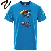 Breathable 100% Premium Cotton T-Shirts Men's Astronaut Space Travel Male T Shirts Tops Fashion TShirt Planet Balloon Man Shirts 2024 - buy cheap