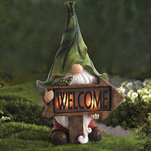 Mini Resin Gnome Figure Sculpture With Solar Lantern Garden Figurine Dwarf Craft Garden Landscape Garden Statue Decoration 2024 - buy cheap