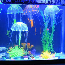 Efeito de incandescência artificial jellyfish aquarium decoração subaquática planta viva ornamento luminoso suprimentos de aquário 2024 - compre barato