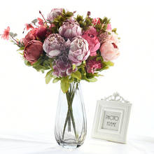 1 букет Искусственный шелк Пион Искусственные цветы розы помпон для дома отеля Свадебная вечеринка украшение стола дешевый цветок 2024 - купить недорого