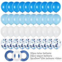 Balões de látex 43 peças, azul e branco, 12 esferas de confete dourado com fita, balões de festa para aniversário, festa de casamento, deocração 2024 - compre barato