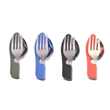 Multi-function Outdoor Camping Picnic Folding Tableware Stainless Steel Cutlery 4 in 1 Spoon Fork Knife&Bottle Opener 2024 - buy cheap