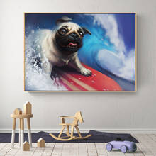 AAHH большой размер серфинг собака холст живопись художественный плакат современное животное картина искусство стены для гостиной 2024 - купить недорого