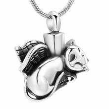 Lovely Sleeping fox Cremation Jewelry With Angel Wings Mini Memorial Urn Necklace For Pet Ashes Funeral Keepsake Pendant charms 2024 - buy cheap