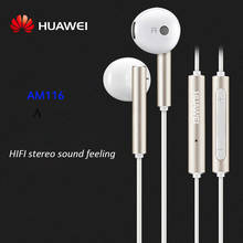 Original HUAWEI Honor AM116 Earphone Metal Earpiece + Mic Volume Control For P9 P10 Lite P10 Plus Mate 7 8 9 5X 6X V9 SAMSUNG LG 2024 - buy cheap