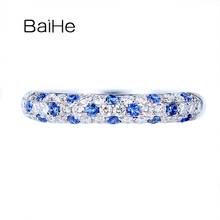 BAIHE Solid 14K White Gold Natural sapphire Diamond Ring Men Women Wedding Trendy Party Fine Jewelry Making anillo de zafiro 2024 - buy cheap