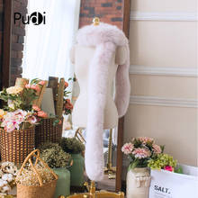 SCM044 100% Real Genuine Fox Fur Colorful Women's Scarf Pink Fox Winter Warmer Solid Fashion Scarves 180*10CM 2024 - buy cheap