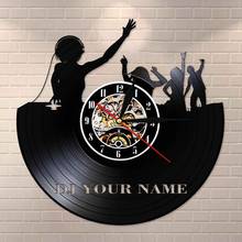 CUSTOMIZED Disco House Music Studio Wall Art DJ Music Party Disc Jockey Vinyl Record Wall Clock Timepieces Personalized DJ Gift 2024 - buy cheap