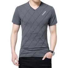 Мужская футболка с коротким рукавом и V-образным вырезом, размеры до 3XL 2024 - купить недорого