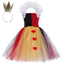 Vestido tutu infantil rainha do coração, fantasia de festa para aniversário, dia das bruxas, cosplay de alice, para meninas 2024 - compre barato