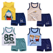 Summer Boys Girls Cartoon Vest Sets Kids Cotton Clothes Toddler Girl Pajamas Baby Printed Tops+Shorts Sets Boutique Outfits Set 2024 - buy cheap