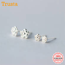 Trusta 100% 925 Sterling Silver Jewelry Women Fashion Cute Tiny Rose Flower 5mm 4mm Stud Earring Gift For Girl Kids Lady DS241 2024 - buy cheap