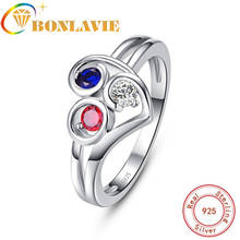 Женские кольца BONLAVIE, из серебра 925 пробы с разноцветными кристаллами в форме сердца, для свадебной вечеринки 2024 - купить недорого
