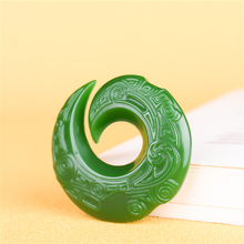 Natural Green Chinese Jade Rune Pendant Necklace Double-sided Hollow Carved Jadeite Fashion Charm Jewelry Amulet Men Women Gifts 2024 - buy cheap