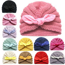 Newborn Baby Girl Boy Autumn Winter Knitted Hat Bow Solid Crib Beanie Cap Toddler Head Wrap Baby Turban Cap Hot 2024 - buy cheap