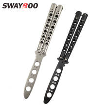 Swayboo Folding knife butterfly 440C Stainless Steel Black Practice Butterfly Training Knife Silver  holes blade dropshiping 2024 - buy cheap