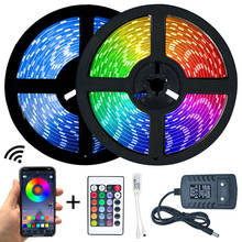 Светодиодный полосы света Bluetooth Luces RGB 5050 SMD 2835 Водонепроницаемый Wi-Fi Цвет Гибкая лампа лента диод постоянного тока, 12 В, 5, 10 м, 15 м, 20 м 2024 - купить недорого