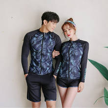 Men's Women 3-piece set UPF 50+ Zip Front Long Sleeve Top & Bottoms Rashguard Swimsuit Swim Sun Shirt & Trunks Matching Couples 2024 - buy cheap