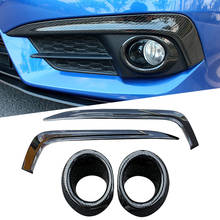 4pcs ABS Carbon Fiber Exterior Car Accessories Front Fog light Foglights Lamp Trims For Honda Civic 10th 2016 2017 2024 - buy cheap