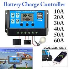 PVM Solar Charger Controller 60A/50A/40A/30A/20A/10A 12V 24V Auto Charge Controllers LCD USB 5V Output Solar Panel PV Regulator 2024 - buy cheap