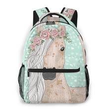 Women Backpack Kids School Bag for Teenage Girls Horse With Flowers Female Laptop Notebook Bagpack Travel Back Pack 2020 2024 - buy cheap