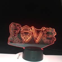 Lâmpada 3d love para rugby, decoração do quarto e feriado com controle remoto, presente para crianças, lâmpada de luz noturna 4252