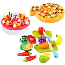 6pcs/set Hot Children Play House Toys Plastic Fruit Vegetables Cake Pizza food cutting toys Kitchen toys set 2024 - buy cheap