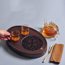 Bandeja de té individual, pequeña mesa de té ovalada de bambú, almacenamiento de agua japonés, para el hogar, sala de estar y oficina 2024 - compra barato