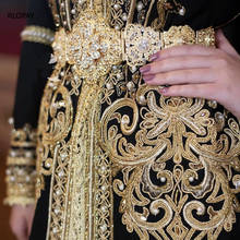 Cinturón para vestido de Bodas de Oro marroquí, cadena larga con diamantes de imitación, cinturones de novia con cristales árabes, accesorios de vestido de novia de lujo 2024 - compra barato