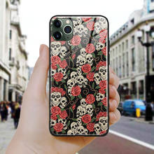 Rose And Skull street trendy art phone cases For Apple iPhone SE 6 6s 7 8 Plus X XR XS 11 Pro MAX Soft silicone glass cover case 2024 - buy cheap