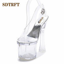 SDTRFT-Sandalias de tacón alto con hebilla para mujer, zapatos de plataforma, tacones transparentes, 18cm de grosor, envío directo 2024 - compra barato