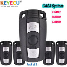 KEYECU 5 шт. умный дистанционный Автомобильный ключ для BMW CAS3 система 1 3 5 7 Серия X5 X6 Z4, FOB 3 кнопки-315 МГц 433 МГц 868 МГц-KR55WK49127 2024 - купить недорого