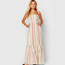 Vestido de praia de verão feminino, vestido longo, boho, alça espaguete, elegante, festa, estampa, florido, novo 2024 - compre barato