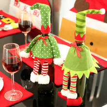 Conjunto de garrafa de vinho, decoração de natal, tampa de garrafa, roupas de cozinha, decoração para ano novo, natal, jantar, festa 2024 - compre barato