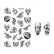 Adesivos de decoração para unhas com estampas de animais, adesivos de tigre, dragon, borboleta, lobo, cobra, baleias, manicure, 1 peça 2024 - compre barato