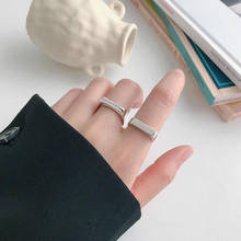 Anel clássico brilhante de retângulo geométrico, anel minimalista da moda personalizado para homens e mulheres 2024 - compre barato