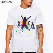 Watercolor People dancing design mens tshirts summer cool hipster streetwear white hip hop t shirt men tumblr custom tshirt 2024 - buy cheap