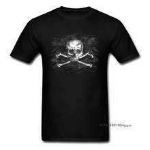 Camiseta masculina com hastes cruzadas, camisa popular com estampa de bandeira do pirata, roupas de verão, moda de rua punk, camisetas de caveiras 2024 - compre barato
