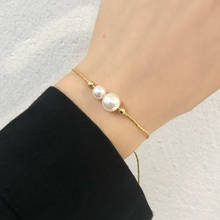 Готическая золотая цепочка регулируемый размер жемчужный браслет для женщин девушка лучший друг корейский жемчуг бисер браслеты ювелирные изделия 2024 - купить недорого