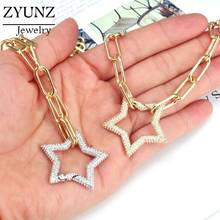 4PCS, Clear CZ Micro Pave Star pendant necklace mix color rolo chain necklace for women jewelry 2024 - buy cheap