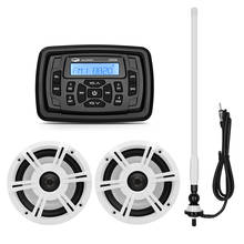 À prova dwaterproof água marinha áudio rádio estéreo bluetooth fm am receptor carro mp3 player + 6.5 "marinha alto-falante antena para rv iate motocicleta 2024 - compre barato