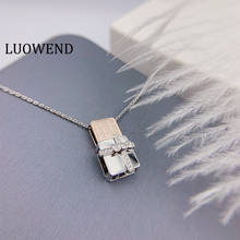 Luowend colar com pingente de diamante natural, colar 18k branco e dourado com pingente em diamante natural para mulheres, noivado e presente em forma de caixa, 100% 2024 - compre barato