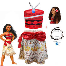 Baby Girls Moana Costume Kids Vaiana Cosplay Birthday Party Clothing Sets Tops and Skirt Necklack Wig Children's Princess Dress 2024 - buy cheap