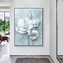 Pinturas en lienzo de flores abstractas, carteles impresos, arte de pared blanco, sala de estar modernas para imágenes de flores, decoración nórdica del hogar 2024 - compra barato