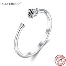 SILVERHOO серебро 925 пробы ювелирные изделия ретро роза цветок открытые Регулируемые кольца для женщин романтическое обручальное кольцо 2024 - купить недорого