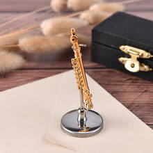 Mini flauta miniatura modelo mini flauta com suporte e caso miniatura instrumentos musicais coleção ornamento decorativo 2024 - compre barato