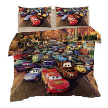 3D bedding queen size quilt duvet covers set Disney McQueen Car Print Bedspread Twin Coverlets Kids Children's Bedroom 3 pcs Hot 2024 - buy cheap