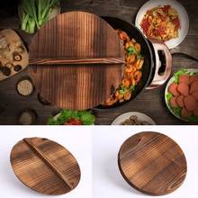 Natural Wooden Pot Cover Pan Lid With Large Handle Anti-Hot Anti-Spillover Hypotenuse Cover Wok Wooden Pan Lid Cookware Parts 2024 - buy cheap