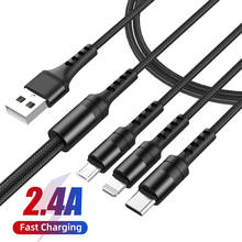 3 In 1 USB Charge Cable 2.4A Fast Charging Cord Micro USB/Type C/8 Pin Charger Kable For Huawei iPhone 13 12 11 Pro 2024 - buy cheap